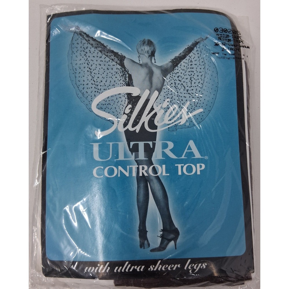 Silkies Ultra Control Top Pantyhose Med Taupe Ultra Sheer Legs Made in USA NEW